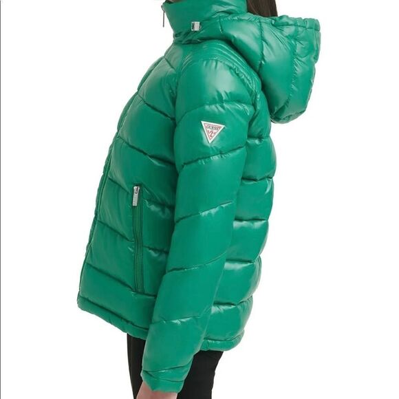 Guess Kelly Green shine puffer size L, NWT - Picture 4 of 16